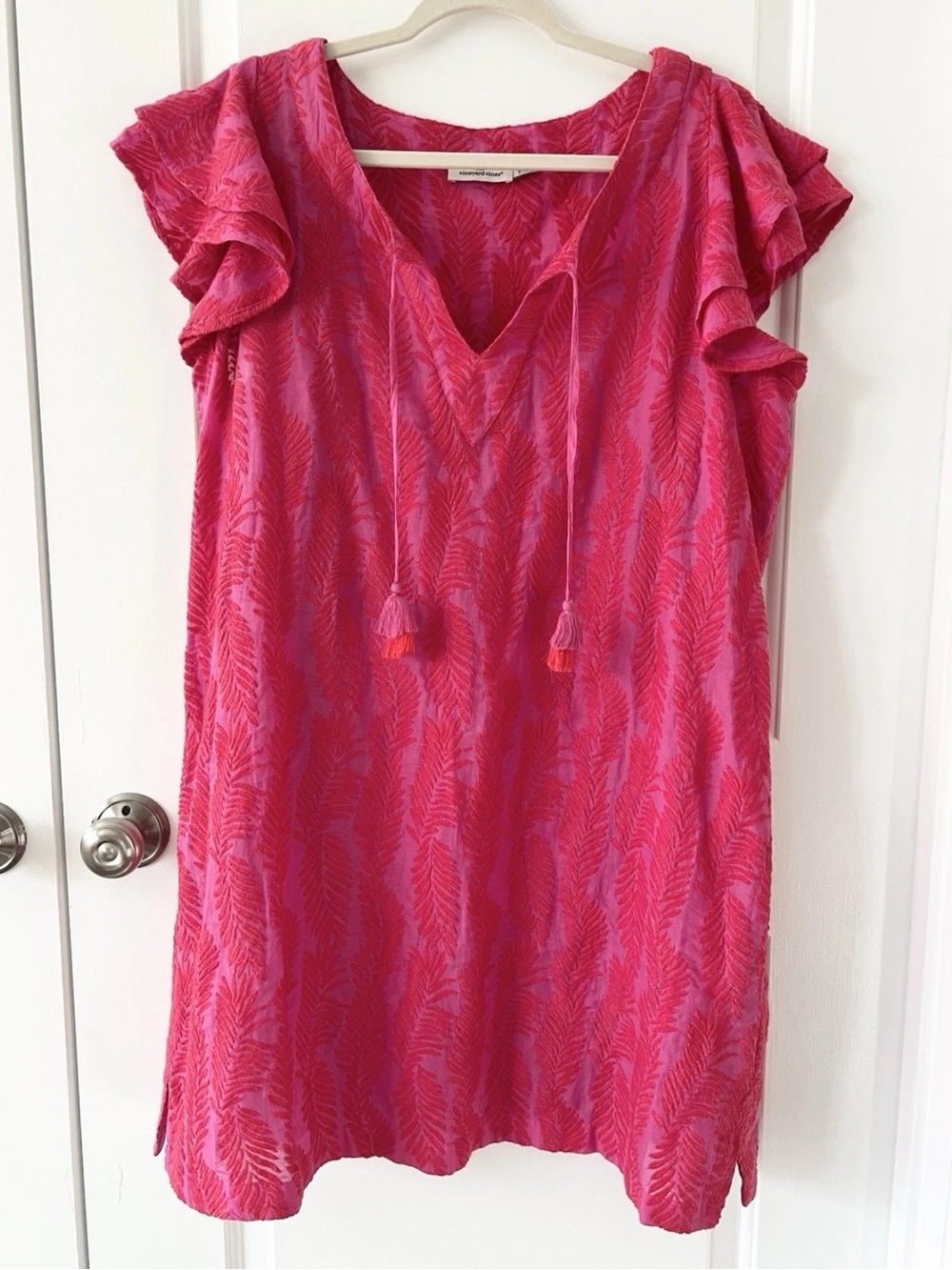 Vineyard Vines Palm Embroidered Tunic Dress In Raspberry Rose | Size XL